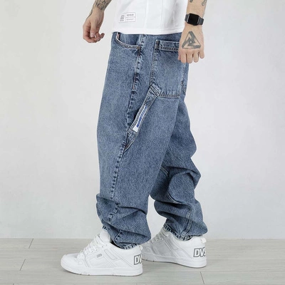 Spodnie Baggy Jigga Wear Jeans Cargo Wear Crown niebieskie