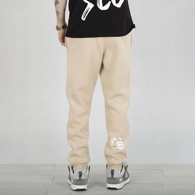 Spodnie dresowe Ciemna Strefa Gotyk beżowe białe