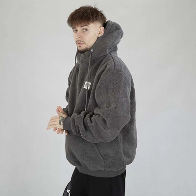 Kurtka Zimowa MASS Hoodie Patch Teddy szara