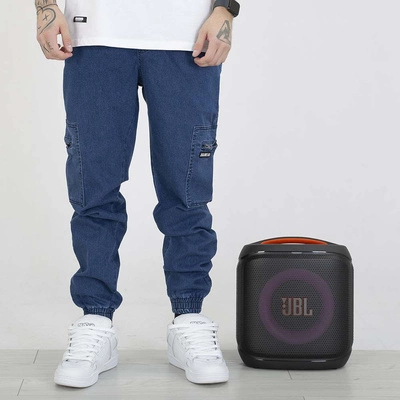 Spodnie Jigga Wear Zip Cargo Bojówki niebieskie