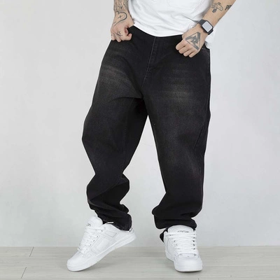 Spodnie Baggy Jigga Wear Crown czarne sprane