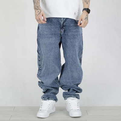 Spodnie Baggy Jigga Wear Jeans Cargo Wear Crown niebieskie
