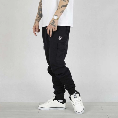 Spodnie Dresowe SikSilk Essentials Cargo Jogger czarne