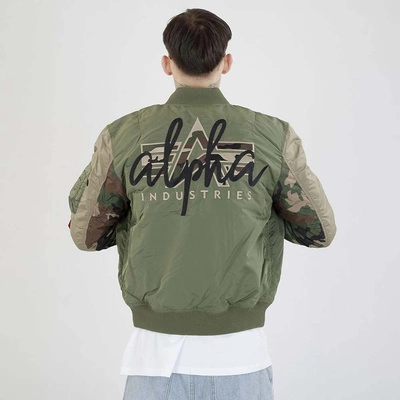 Kurtka Alpha Industries MA-1 Camo Back Embroidery 258120 zielona