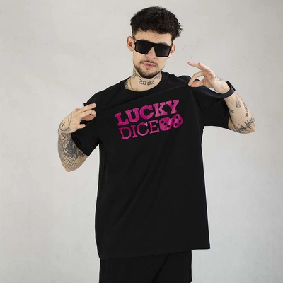 Koszulka Lucky Dice Baggy LD Classic czarno różowa