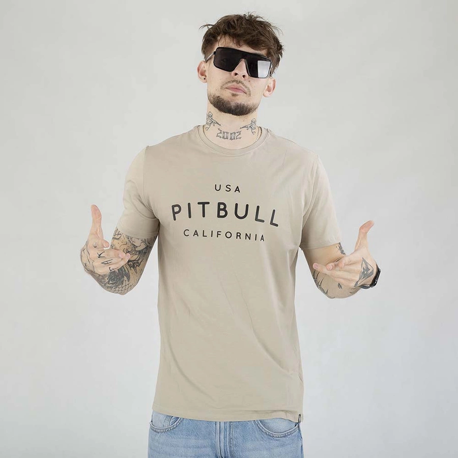 Koszulka Pit Bull Slim Fit USA Cal szaro brązowa