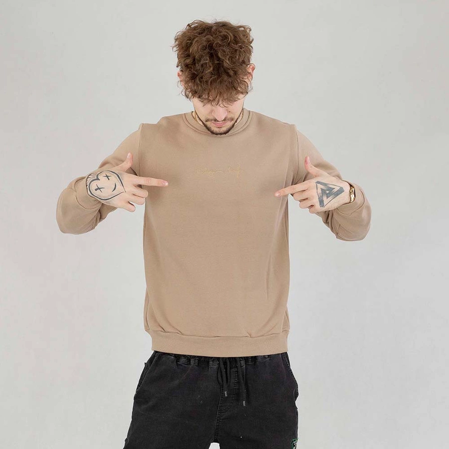 Bluza Ganja Mafia Crewneck Podpis Mini Gold beżowa