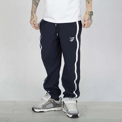 Spodnie Dresowe Grube Lolo Logo Lampas granatowe