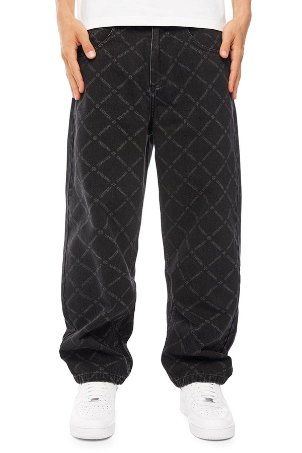 Spodnie Mass Jeans Extra Baggy Fit Monogram czarne sprane