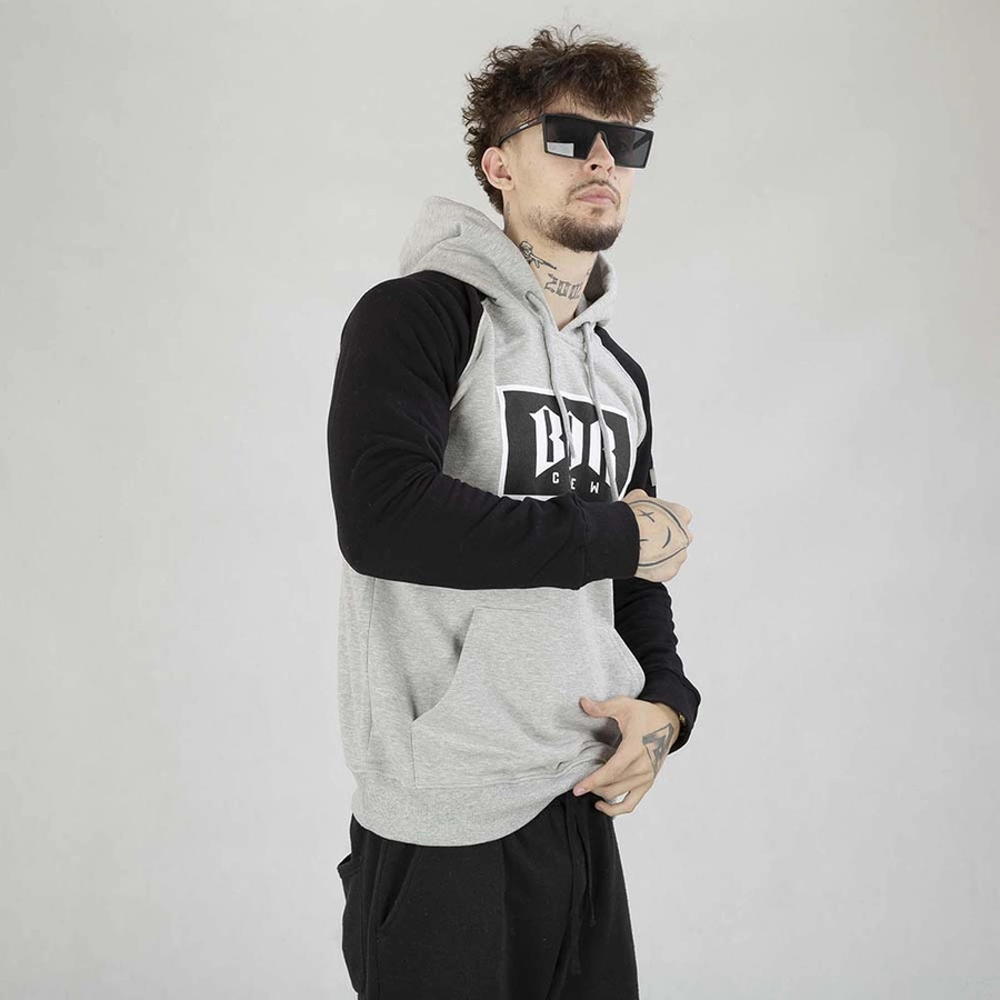 Bluza Hoodie Biuro Ochrony Rapu BOR CREW CLASSIC szaro-czarna