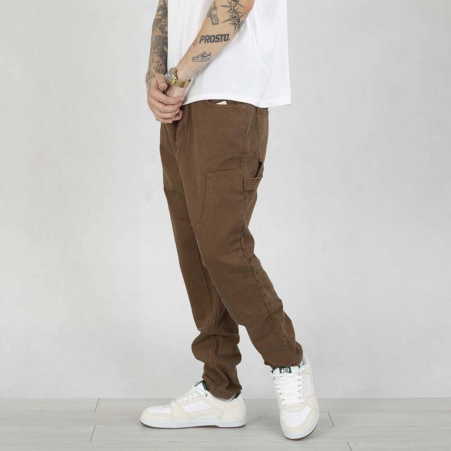 Spodnie SikSilk Straight Fit Carpenter Denim SS-23765 brązowe