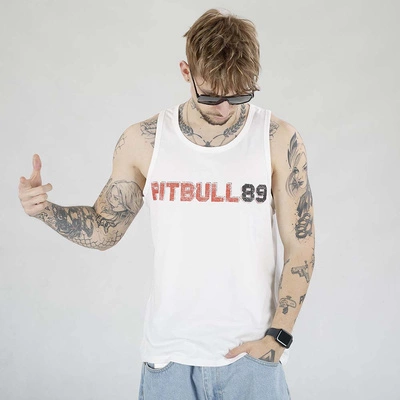 Tank Top Pit Bull Slim Fit Dog 89 biały