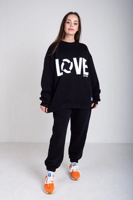 Bluza ATR Wear Oversize Bez Kaptura LOVE Extra czarna
