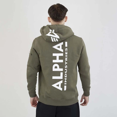 Bluza Alpha Industries Hoodie Zip Back Print 128342 oliwkowa