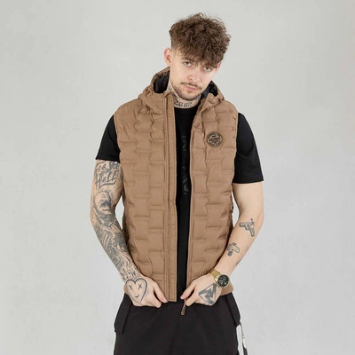 Bezrękawnik Pit Bull brązowy z kapturem