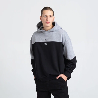 Smoke Story DOUBLE LOGO Bluza z Kapturem Oversize Szary/Czarny