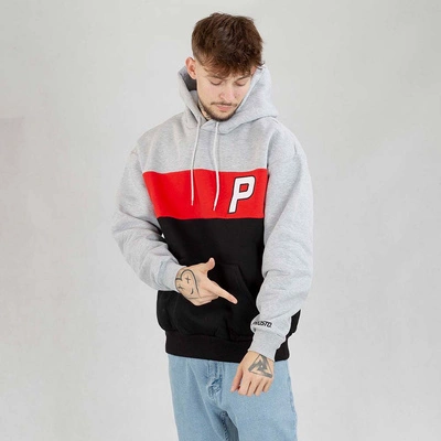 Bluza Prosto Hoodie Pockez szara czerwona
