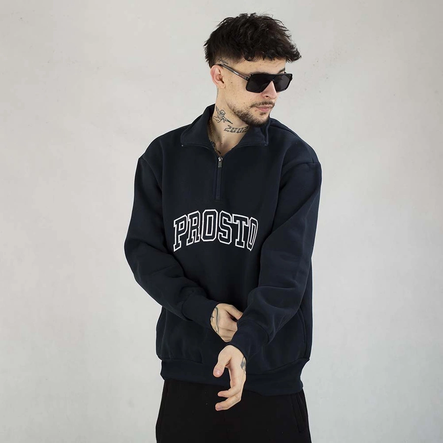 Bluza Prosto Crewneck Mobi Half ZIP granatowa