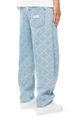 Spodnie Mass Jeans Extra Baggy Fit Monogram jasne niebieskie