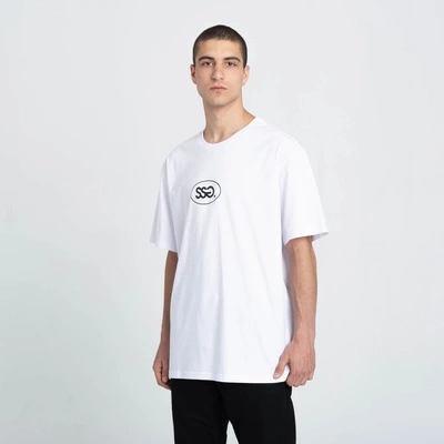 T-Shirt Smoke Story Oval Frame Basic Logo Biały