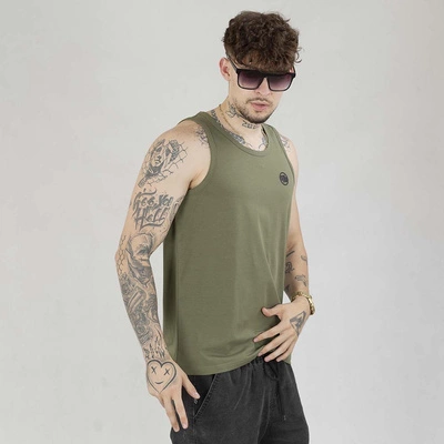 Tank Top Pit Bull Slim Fit Small Logo oliwkowy