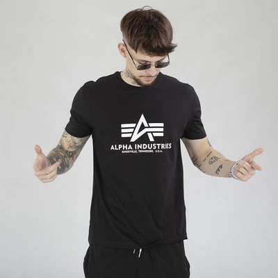 Koszulka Alpha Industries Basic T ML 118533 czarna ciemno zielona