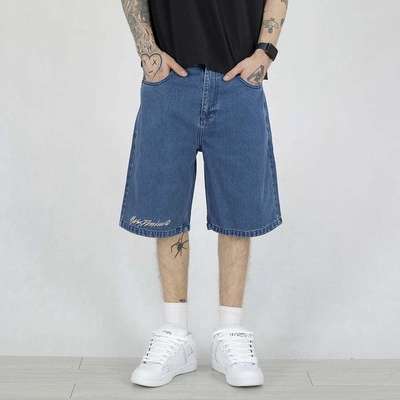 Krótkie Spodenki Mass Baggy Fit Initials Jeans niebieskie