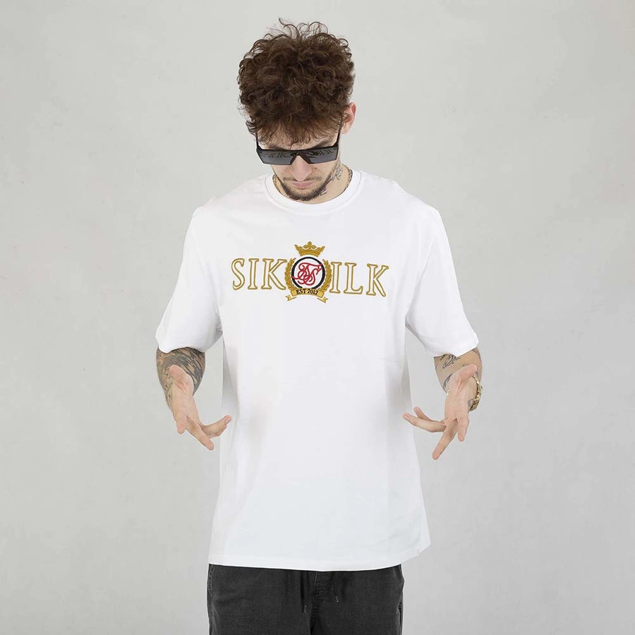 Koszulka SikSilk Crest Oversized SS-22551 biała