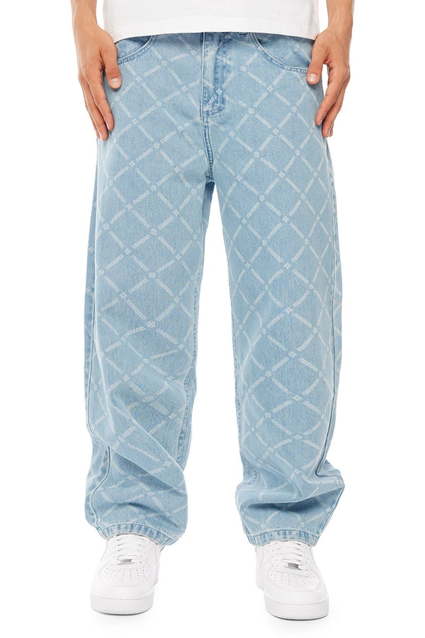 Spodnie Mass Jeans Extra Baggy Fit Monogram jasne niebieskie
