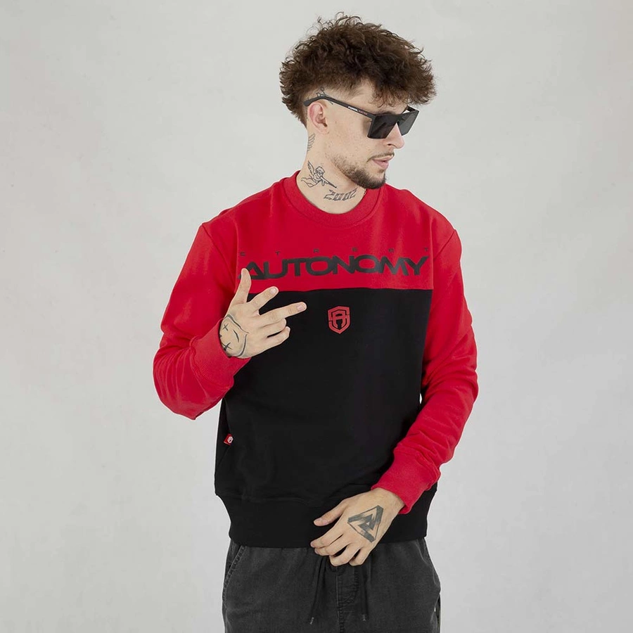 Bluza Crewneck Street Autonomy Tony czarno czerwona