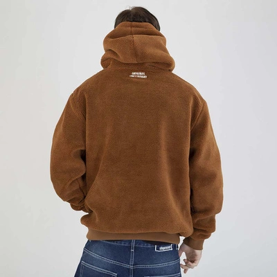 Kurtka Zimowa MASS Hoodie Patch Teddy brązowa