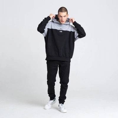 Smoke Story DOUBLE LOGO Bluza z Kapturem Oversize Szary/Czarny