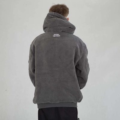 Kurtka Zimowa MASS Hoodie Patch Teddy szara