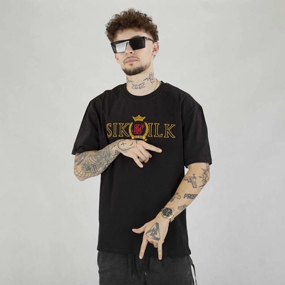 Koszulka SikSilk Crest Oversized SS-22550 czarny