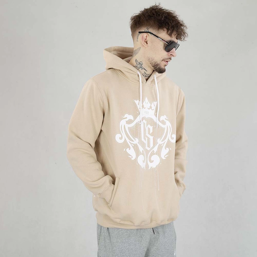 Bluza Hoodie Ciemna Strefa CS Herb beżowa biała