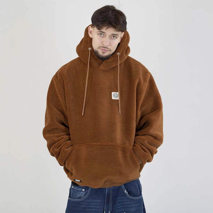 Kurtka Zimowa MASS Hoodie Patch Teddy brązowa