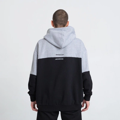 Smoke Story DOUBLE LOGO Bluza z Kapturem Oversize Szary/Czarny