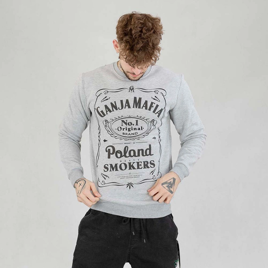 Bluza Crewneck Ganja Mafia Heavy Smokers szara