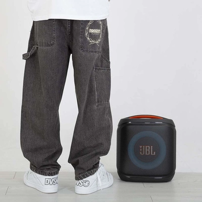 Spodnie Mass Jeans Extra Baggy Fit Crown czarne sprane