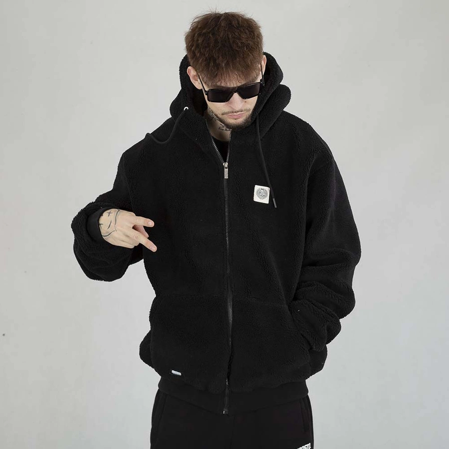 Kurtka Zimowa Mass Hoodie ZIP Patch Teddy czarna