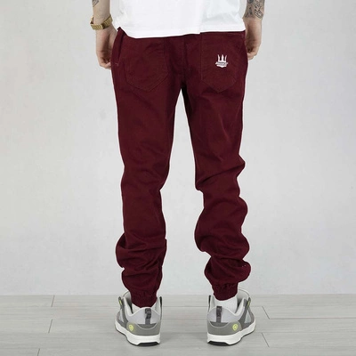 Spodnie Jigga Wear Crown Stitch Jogger bordowe