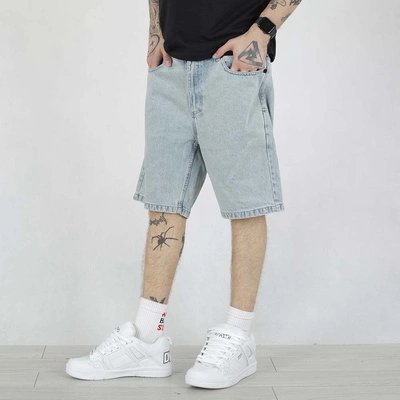 Krótkie Spodenki Mass Relax Fit Box jeans jasne niebieskie