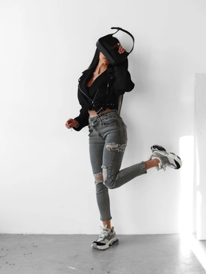 Spodnie Damskie Olavoga Luna jeans szare