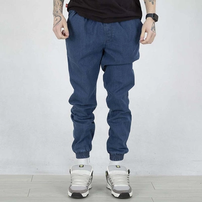 Spodnie Jigga Wear Crown Jogger Jeans Pool niebieskie