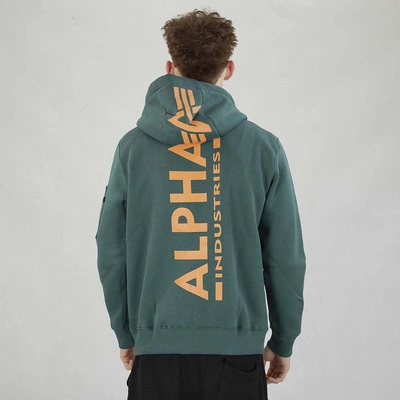 Bluza Alpha Industries Hoodie Zip Back Print 128342 zielona