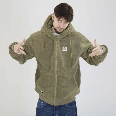 Kurtka Zimowa Mass Hoodie ZIP Patch Teddy oliwkowa