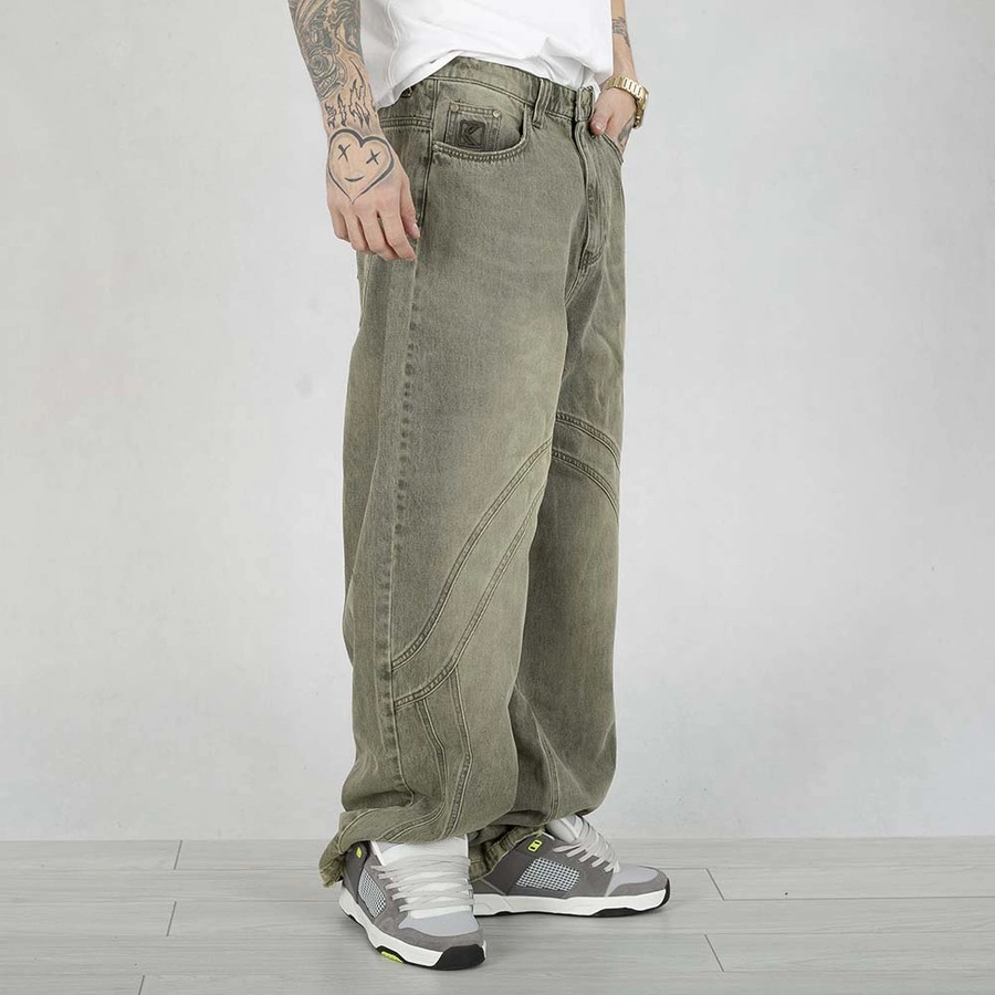 Spodnie Karl Kani Baggy Og Washed Wavy Seams 60080014  dark blue green