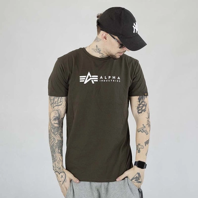 Koszulka Alpha Industries Label 118534 2 Pack czarna oliwka beżowy
