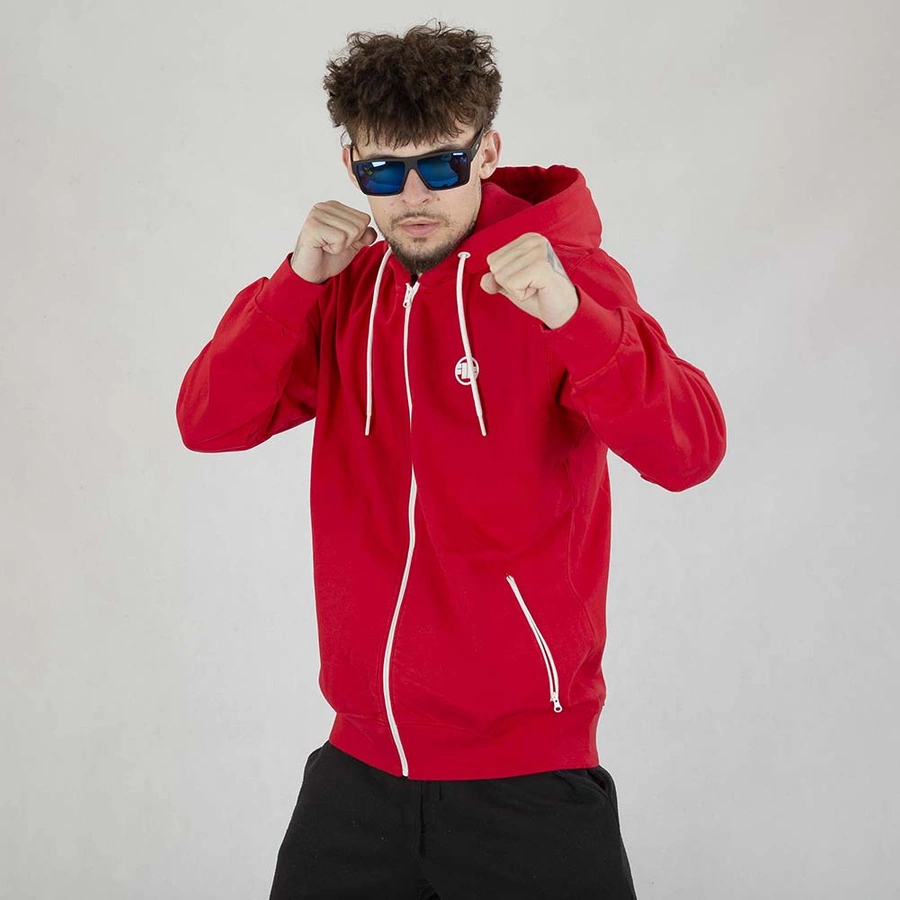 Bluza Pit Bull Hoodie Zip Terry Small Logo czerwona