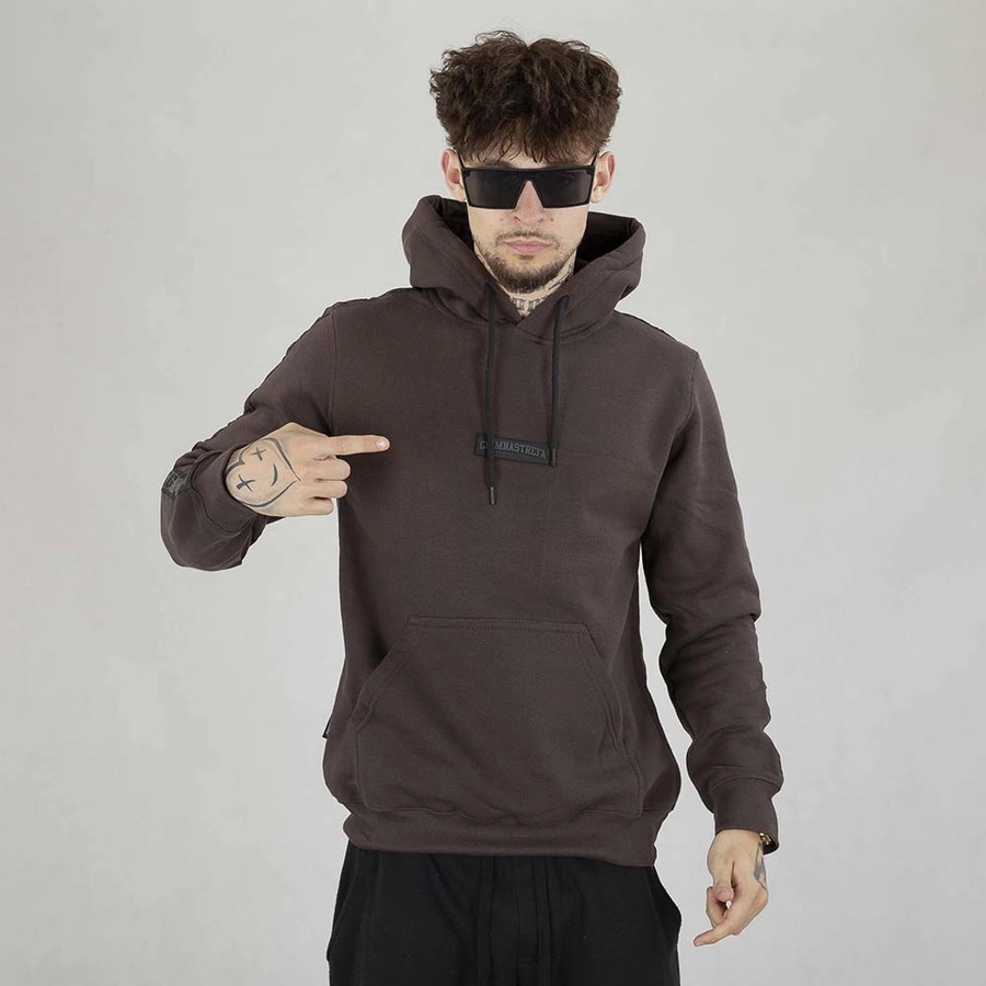 Bluza Hoodie Ciemna Strefa Gumka Taśma New brązowa